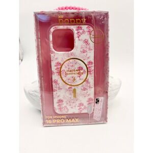 XO Poppy Phone Case for iPhone 16 Pro Max MagSafe Compatible Pink Floral Toile